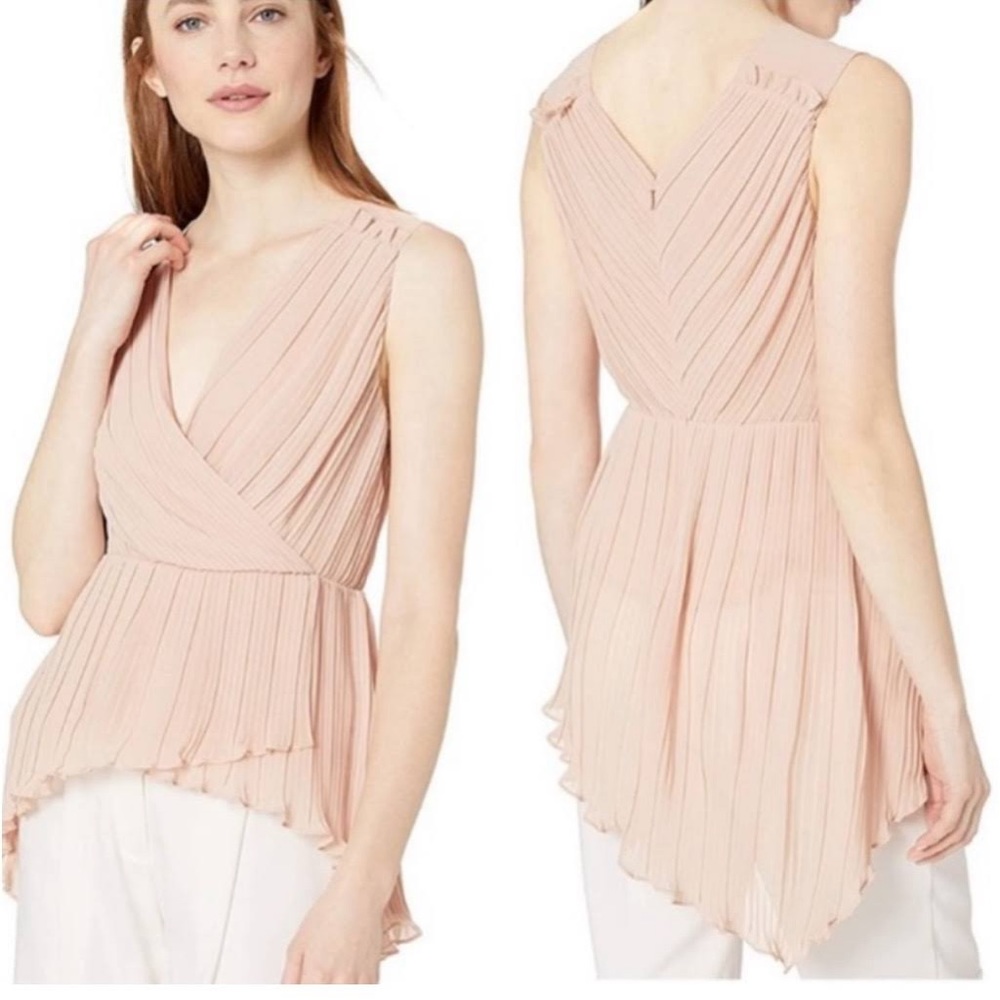 NEW BCBG MAX AZRIA PLEATED ASYMMETRICAL FAUX WRAP TOP JGK1188145 SIZE M 178.00